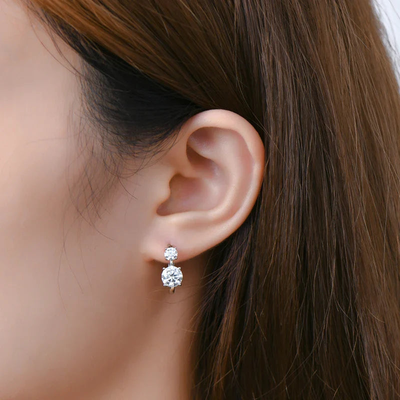 1.30ct D Moissanite Hoop Stud Earrings 925 Sterling Silver Mini Hoops Women