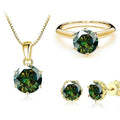 1 Carat Moissanite Jewelry Set Women Sterling 925 Silver Gold Plated Necklace