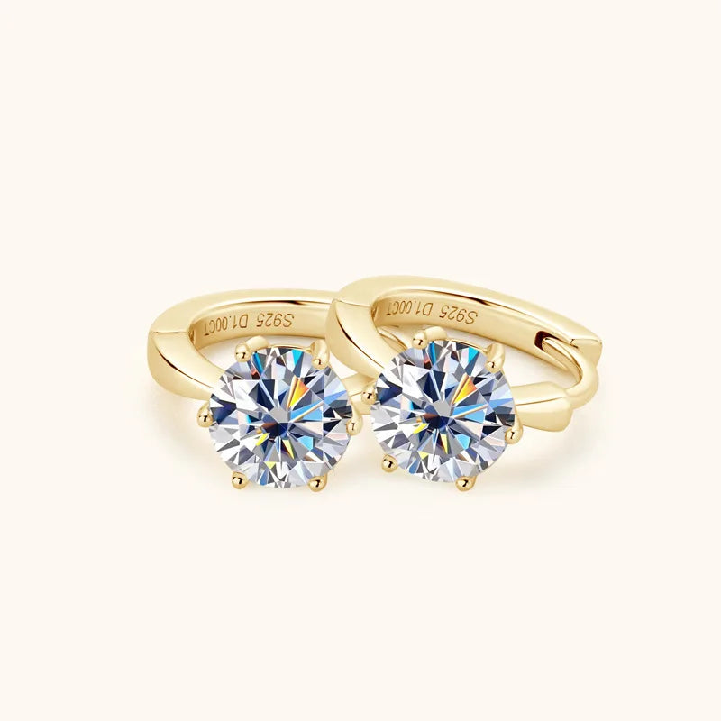 1 Carat Moissanite Stud Earrings 925 Sterling Silver Six-Prong Wedding Gift