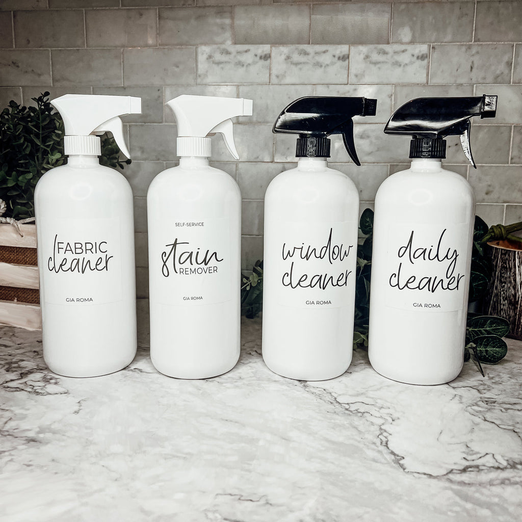 32oz Refillable White Plastic Cleaning Dispenser Bottle Reusable