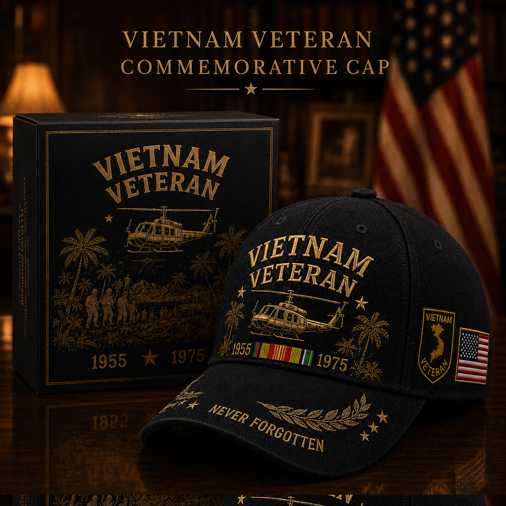 Vietnam Veteran 1955–1975 Memorial Embroidered Cap