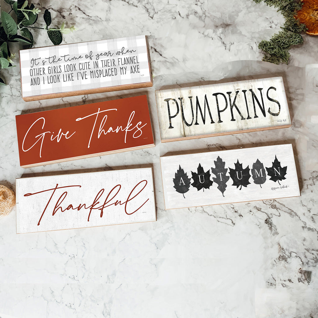 Autumn Wooden Sign 10x4x1 Rustic Off-White Farmhouse Cottage Neutral Decor