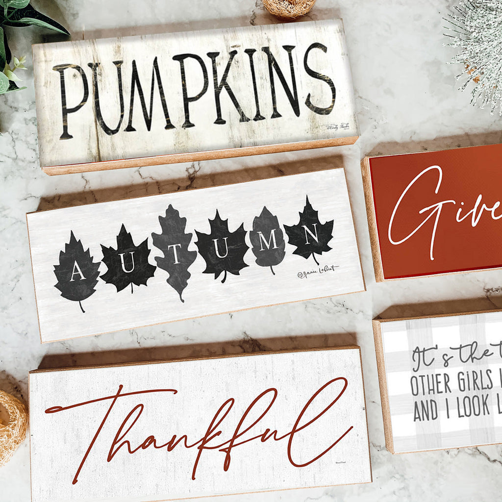 Autumn Wooden Sign 10x4x1 Rustic Off-White Farmhouse Cottage Neutral Decor