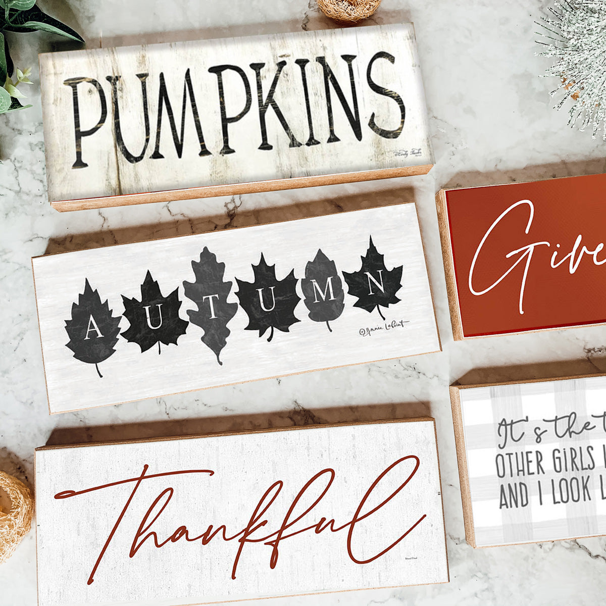 Autumn Wooden Sign 10x4x1 Rustic Off-White Farmhouse Cottage Neutral Decor