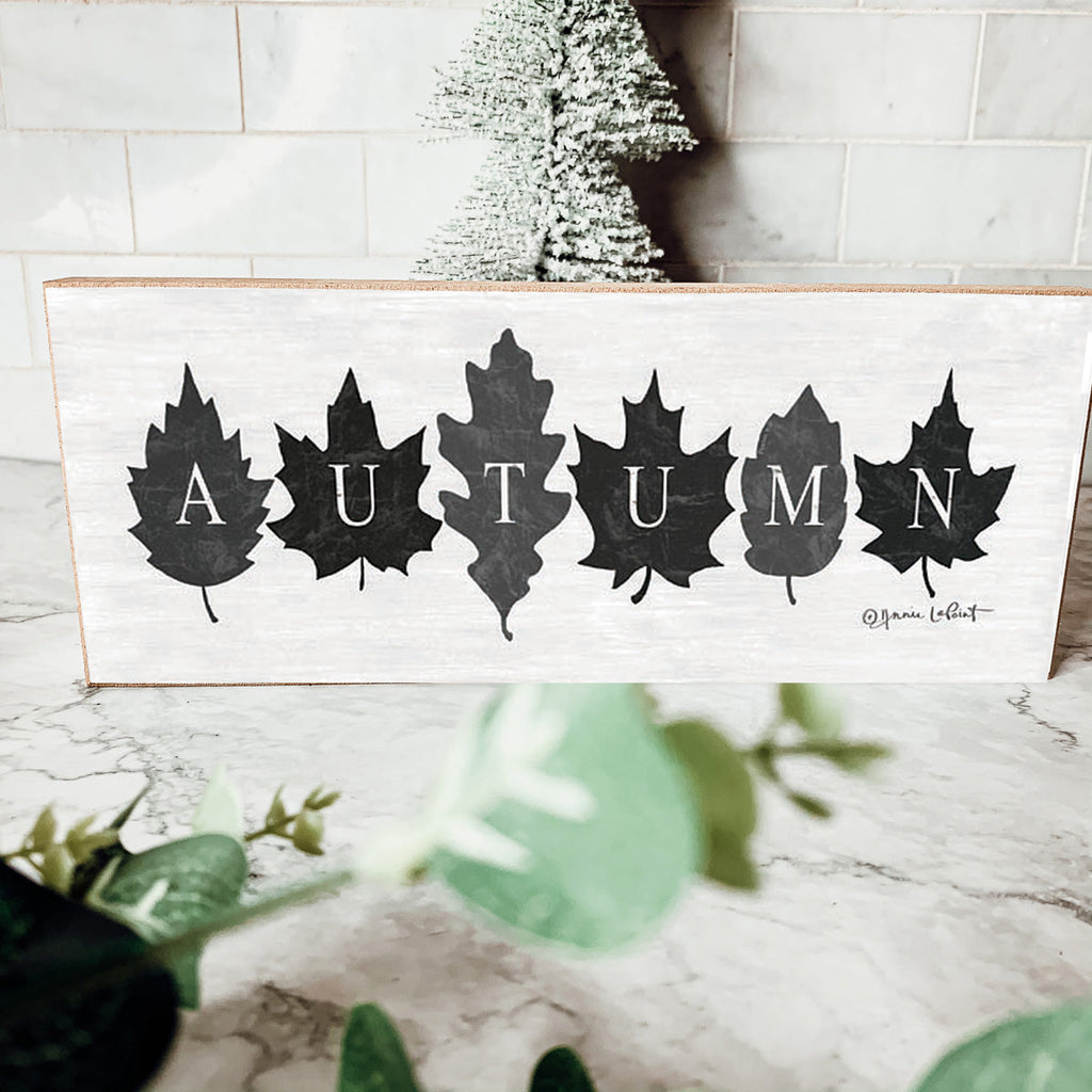 Autumn Wooden Sign 10x4x1 Rustic Off-White Farmhouse Cottage Neutral Decor